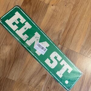 Elm Street Sign Metal Tin Wall Art Decor 16” X 4” NEW